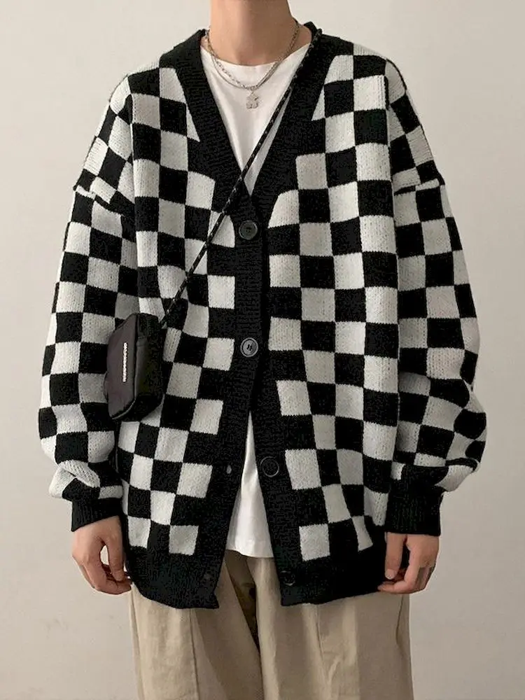 

Мужской трикотажный кардиган на пуговицах, Повседневный Кардиган с V-образным вырезом и карманами, осень 2022