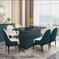 scandinavian light luxury marble dining table and chairs combination rectangular home living room large and small