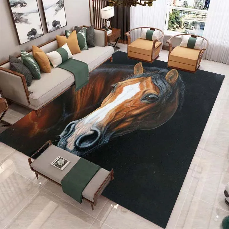 

Horse Animal 3D Rugs Living Room Soft Bath Mats Room Decor Rugs Bedroom Door Mats Area Rugs for Extra Cushions