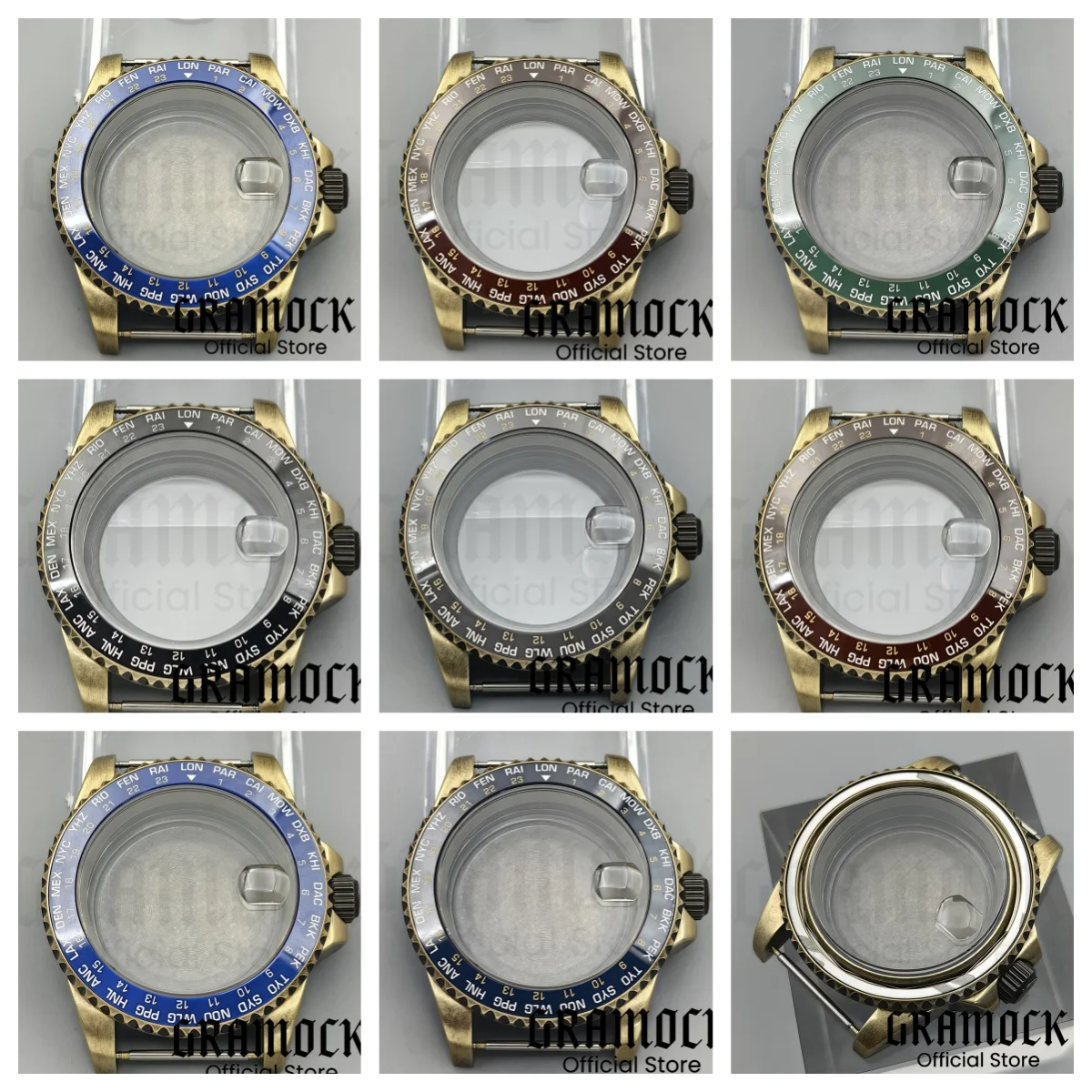 Gramock 40 мм водонепроницаемый винтажный бронзовый мужской корпус для часов с