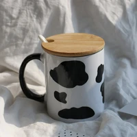 ceramic coffee cup home office mug with lid spoon breakfast milk juice tea handle cup microwave safe