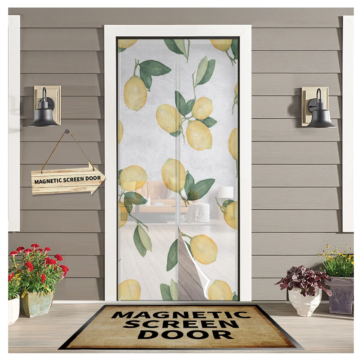 

Summer Style Lemon Fruit Magnetic Door Curtain Mosquito Net Anti Mosquito Bug Curtain Home Door Window Screen Net