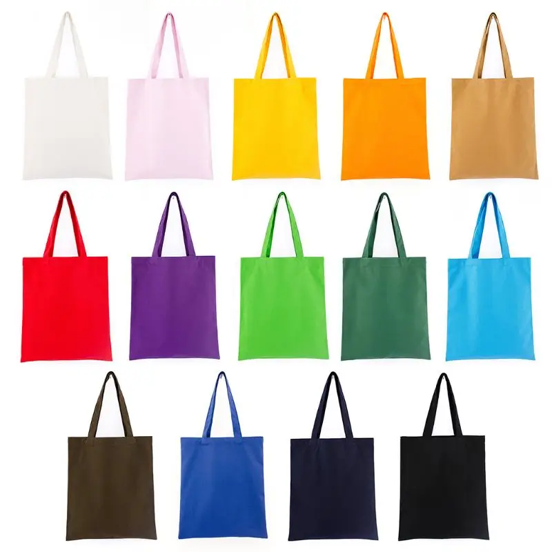 

2023 New Durable Canvas Blank Grocery Plain Tote Bags Shoulder Bag Reusable Shopping Bag