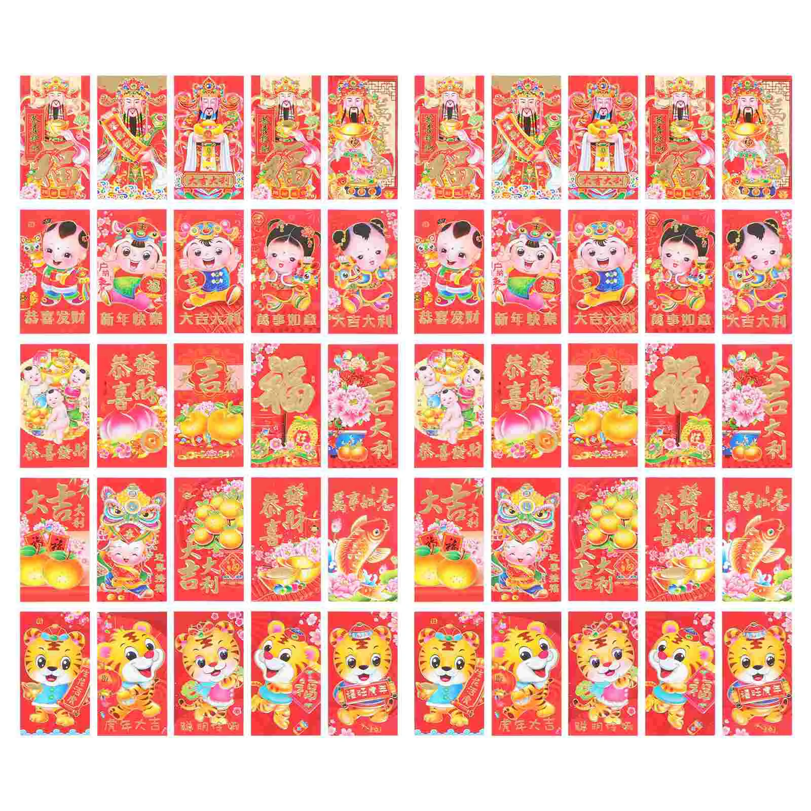 

50Pcs Envelops Paper Red Envelopes New Year Red Packets Red Money Packet Chinese Style Red for Home Gift Decor