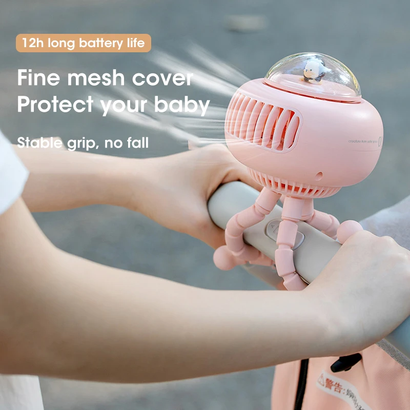 

Portable Octopus Entangle Bladeless Fan Stroller Fan Student USB Charging Small Fan Children hand held Fan 4-Speed Adjustment
