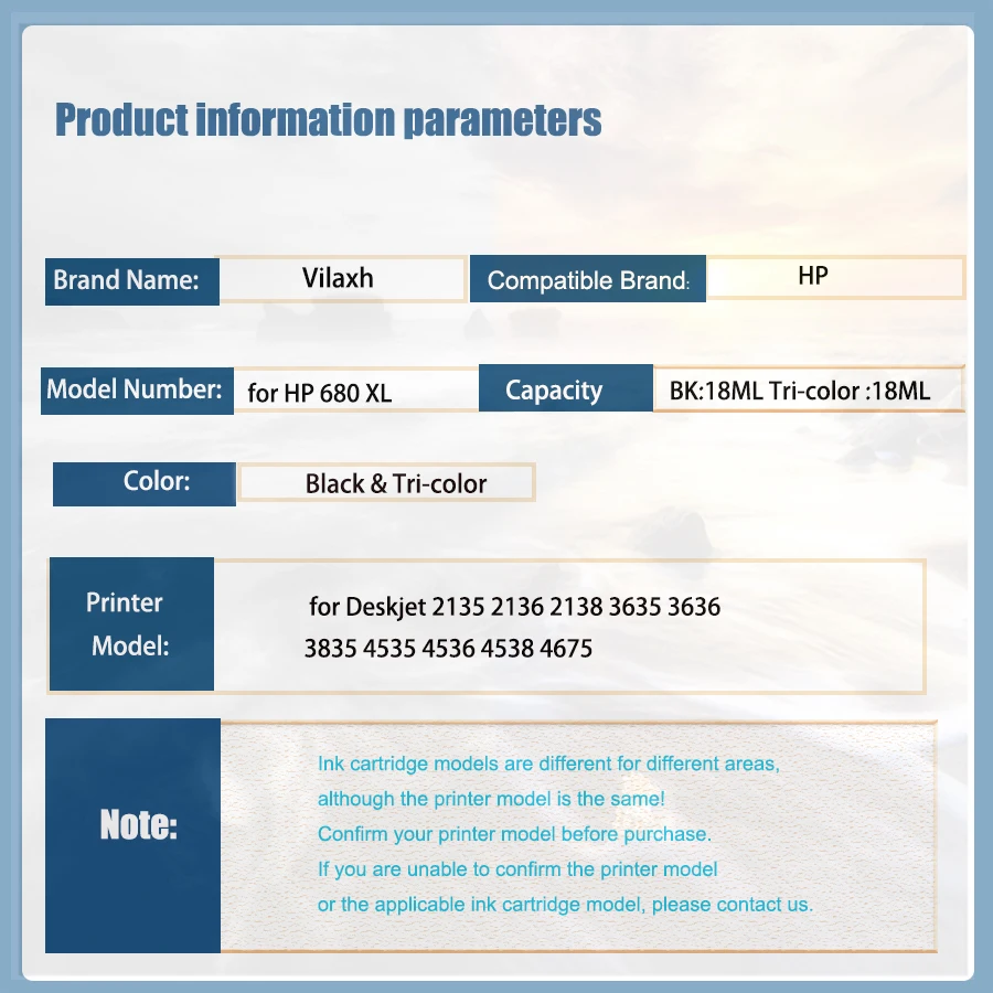 Совместимый сменный картридж 680XL для HP 680 HP680 Deskjet 2135 2136 2138 3635 3636 3835 4535 4536 4538 4675