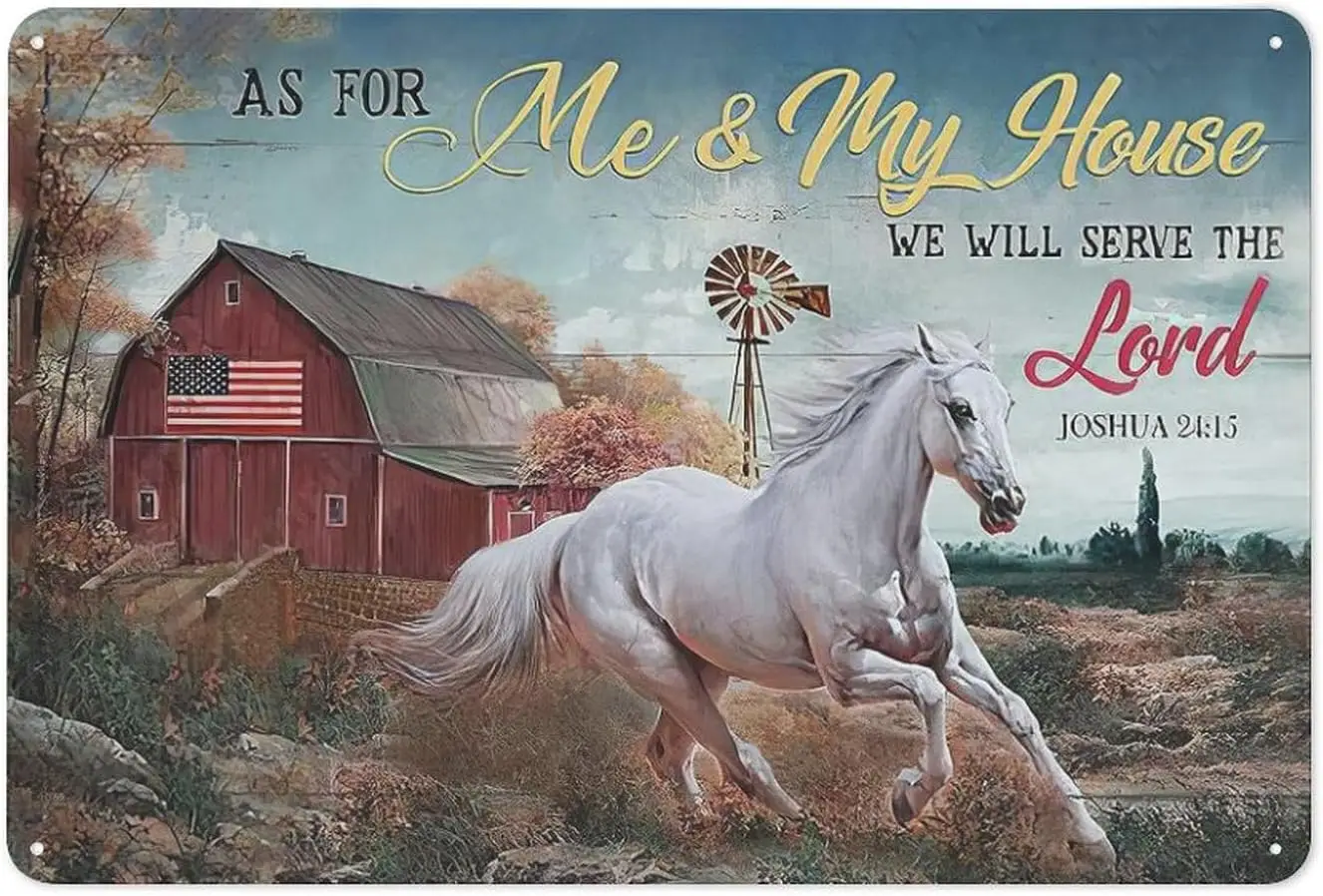 Rustc Metl Tn Sgn Horse Wll Frmhouse Brn Pctures Decor Country nmls Домашний декор для Lvng Room Спальня