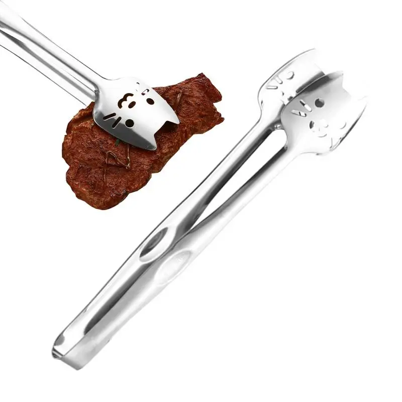 Щипцы для барбекю гриля зажим из нержавеющей стали хлеба дизайн кошки