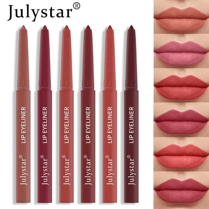 

6 Color Lip Liner Pen Velvet Matte Waterproof Long Lasting Non-Stick Cup Lipstick Sexy Red Lip Stick Makeup Beauty Cosmetics New