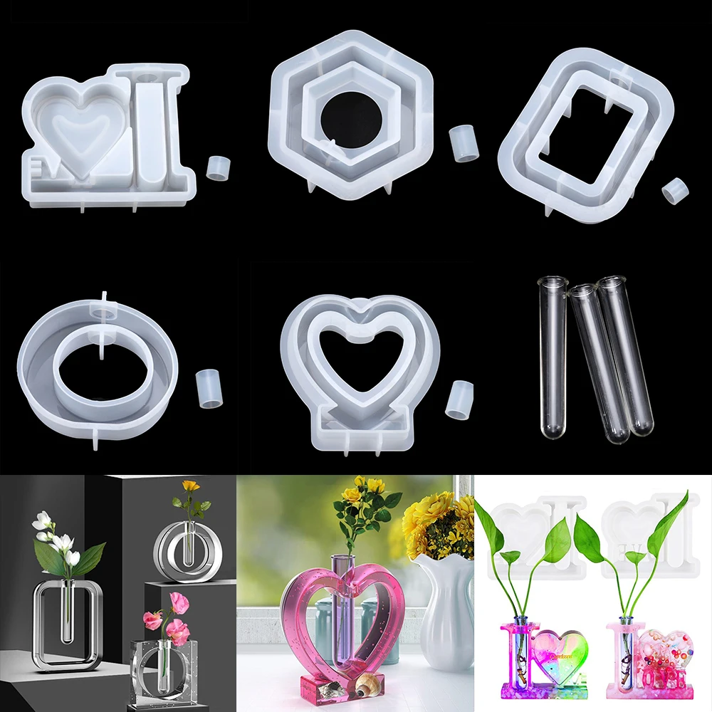 

1Set Test Tube Flower Pot Clay Silicone Mold DIY Handmade Home Decor Plant Incubator Cement Epoxy Resin Molds with 3pcs Tubes