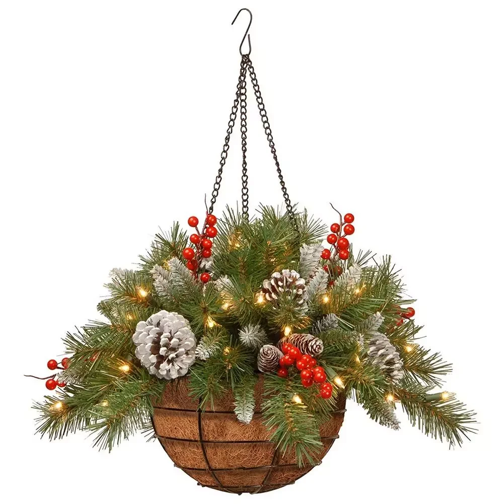 

2022 Christmas Wreath With LED Light Front Door Hanging Garland Christmas Home Garden Decoration