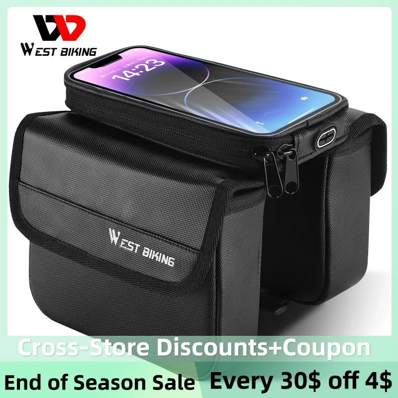 

WEST BIKING Mountain Bike Top Tube Bag Bicycle Front Frame Bag Carrier Pack Large Capacity Bike Pouch Phone Case