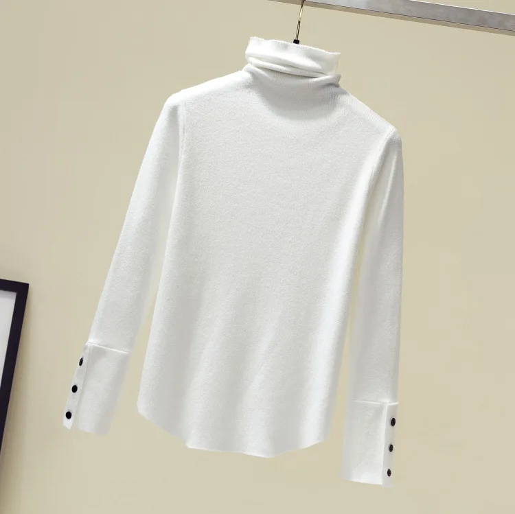 

Женский свитер, новая осенне-зимняя блузка с длинными рукавами и узким низом, свитер с высоким воротником