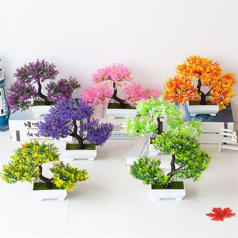 

Artificial Plants Pot Fake Plant Flowers Potted Ornaments Bonsai Small Tree For Home Room Table Decoration Hotel Decor Suppiles