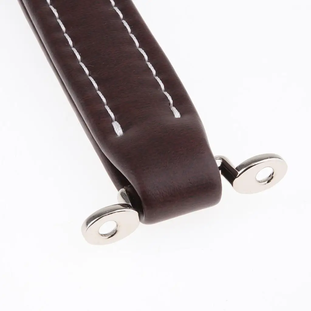 Кожаная ручка усилителя гитары в винтажном стиле с белой строчкой и винтами # 3