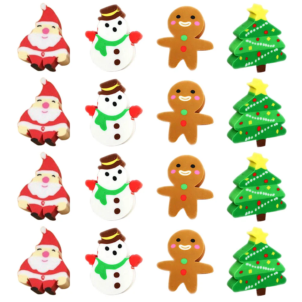 

Erasers Christmas Eraser Kidspencil Filler Tree Puzzle Snowman Santa Man Goodiegingerbread Clausholiday Students Child Stocking