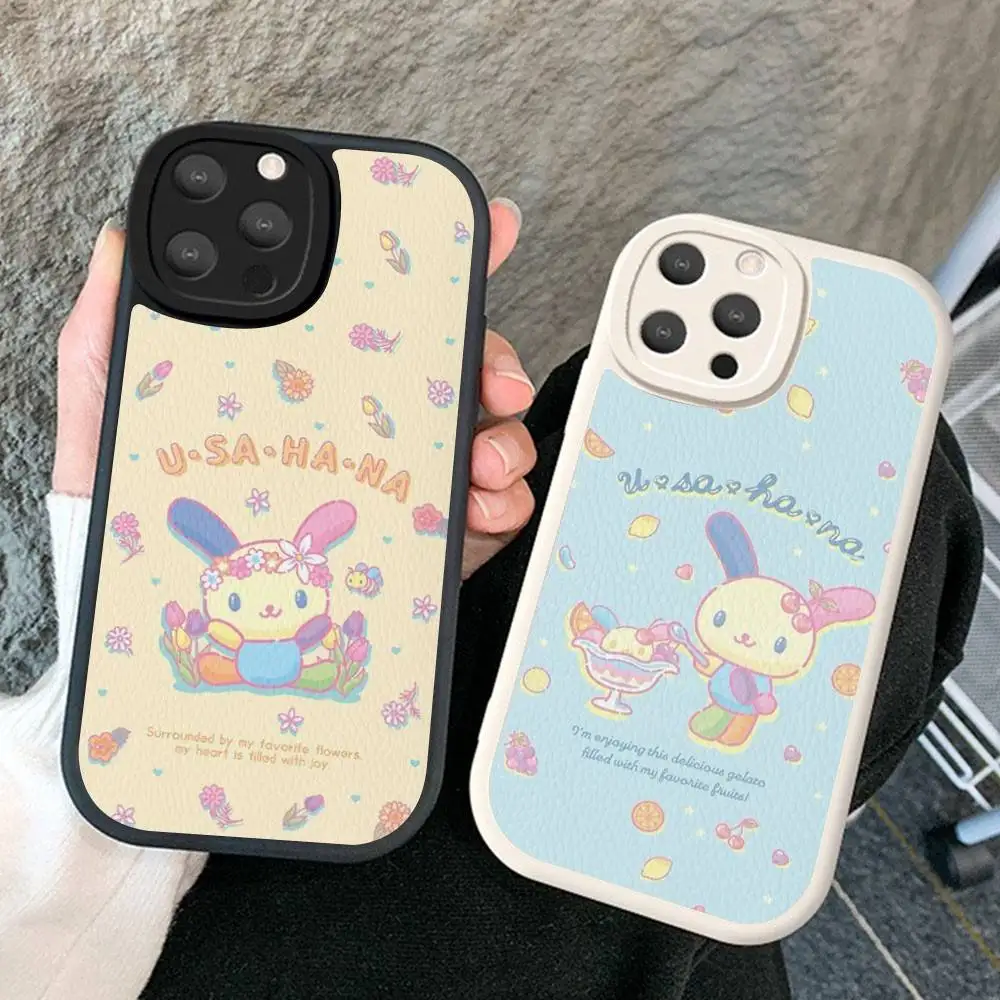 Фото Кожаный чехол Rainbow Bunny USA HaNaS для iPhone 16, 15, 14, 16E, 13, 12, 11 Pro Max Plus №2