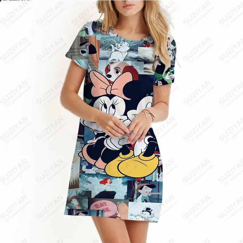 

Женское платье-трапеция с коротким рукавом и круглым вырезом