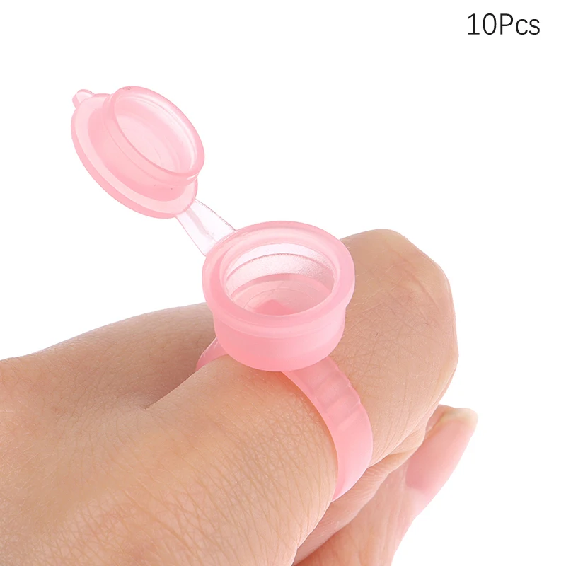 

10Pcs Disposable Tattoo Pigment Holder Ring Cup With Lids Permanent Makeup Ring Tattoo Ink Eyelash Extension Glue Cups