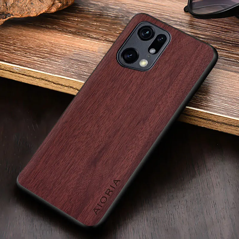 vintage case for oppo find x5 x3 pro coque fashion design simple style wooden pattern pu leather skin phone cover free global shipping
