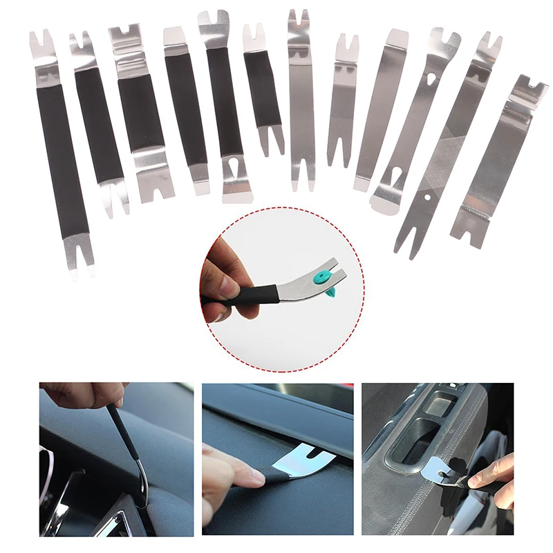 

6 Pcs Portable Auto Door Clip Trim Removal Tools Kits Car Dashboard Audio Radio Panel Repair Metal Removal Pry Disassembly Tool