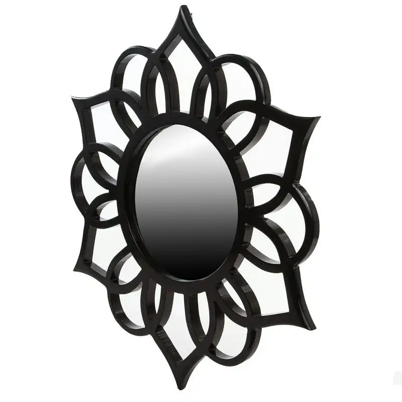 

Luxurious Black 18" x 20" Cut Out Round Wall Mounted Accent Mirror, For Home & Office Decoration.