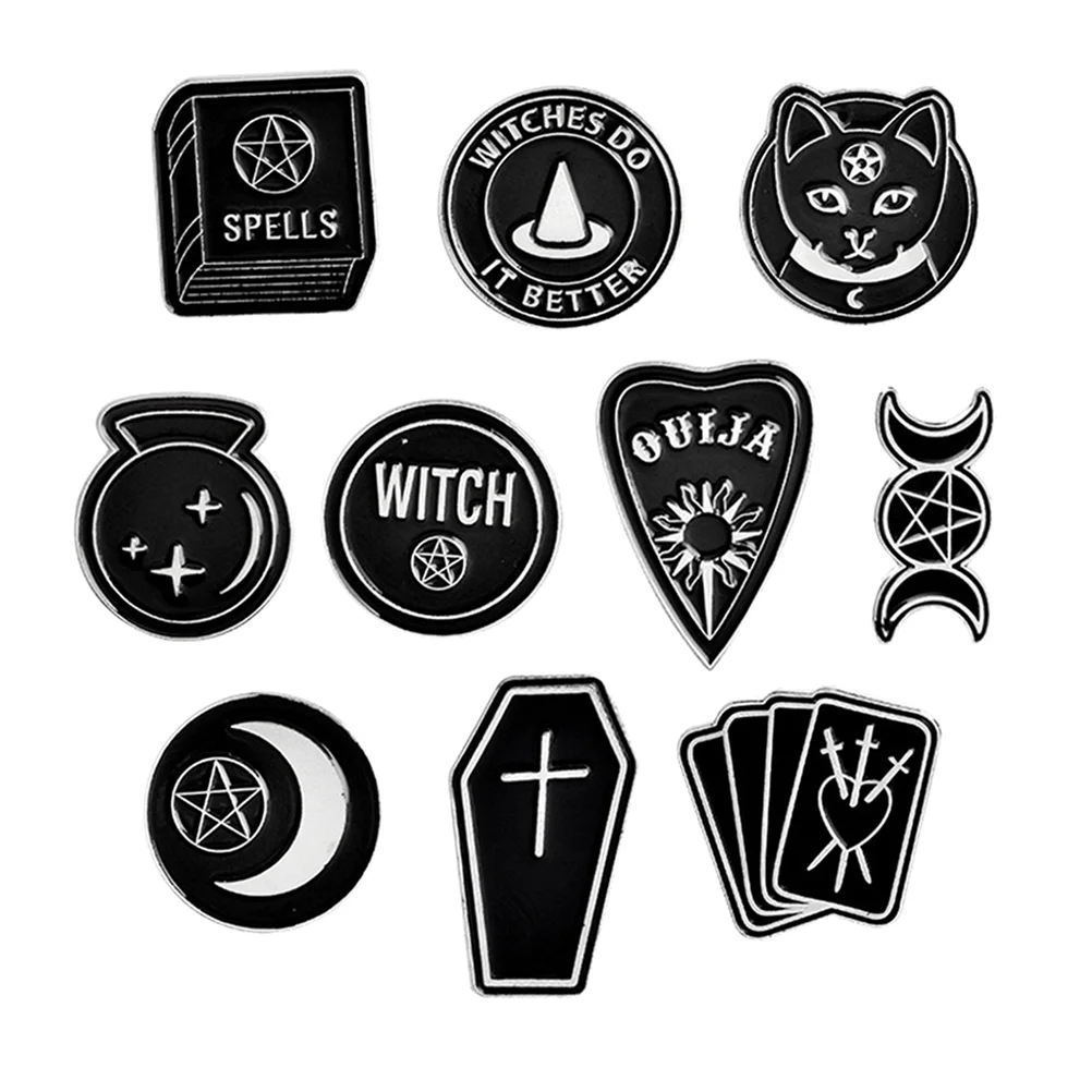 

Pin Brooch Badge Hat Lapel Clothes Punk Enamel Black Alloy Gothic Fashion Personality Diy Jacketswitch Collar Cat Brooches