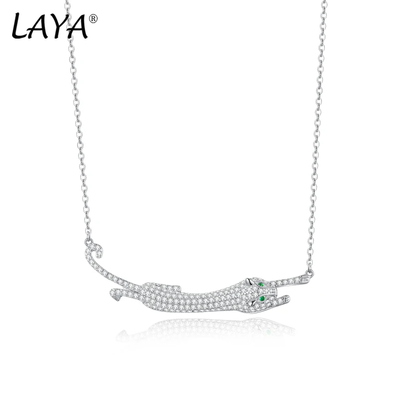 

LAYA Леопардовое ожерелье для женщин с сияющим цирконом, уникальный дизайн, аксессуар для вечеринки, свадьбы, 100% стерлингового серебра 925 пробы, роскошные изысканные ювелирные изделия