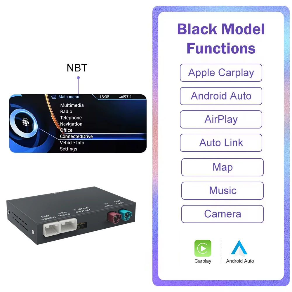 

AUTOABC Новый беспроводной CarPlay для BMW i3 I01 NBT System 2013-2017 с Android Auto Mirror Link Задняя камера AirPlay BTGPS