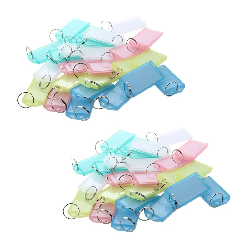 

50 Pcs Multicolor Plastic Key ID Label Tags W Split Ring Keyring