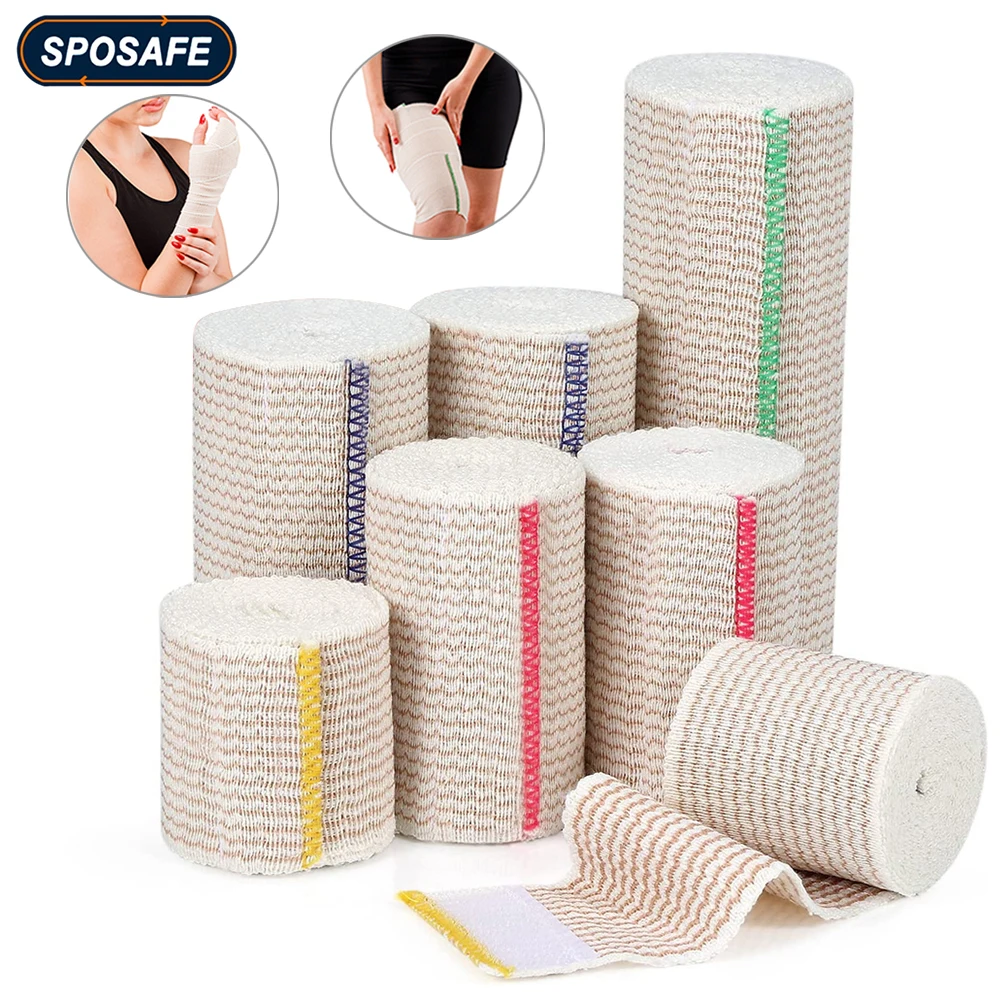 

1Roll Elastic Comfort Bandage Wrap with Self-Closure Athletic Compression Bandage - Arm, Knee, Ankle, Wrist, First Aid Kit Guide