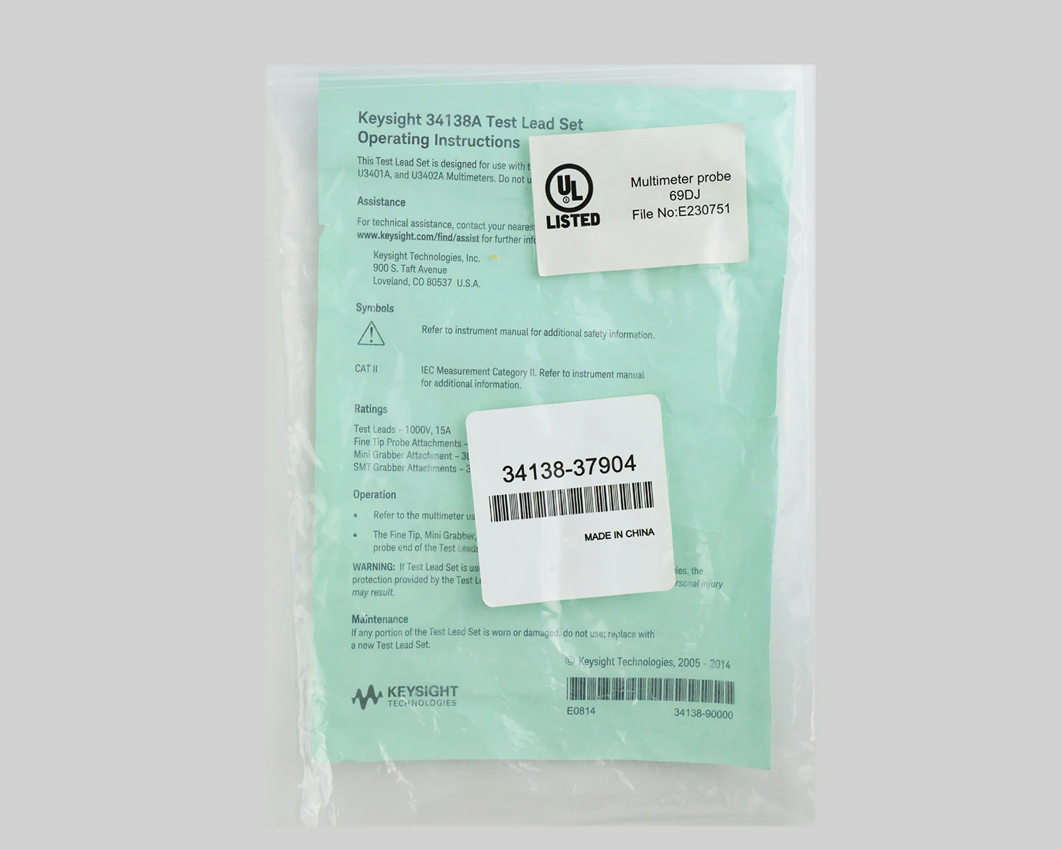 Набор тестовых щупов для мультиметра Keysight 34138A Agilent 34138A-37904 Комплект