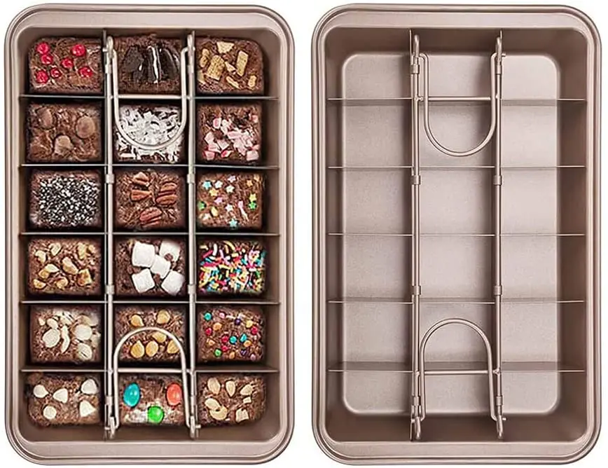 

brownie pan non stick brownie pans brownie pan with dividers 18 pre-slice brownie baking tray bakeware for oven baking high carb