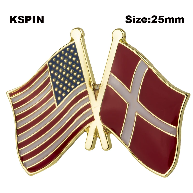 

U.S.A.& Denmark Flag Badge Pins Badge Brooch Badges on Backpack Pin Brooch