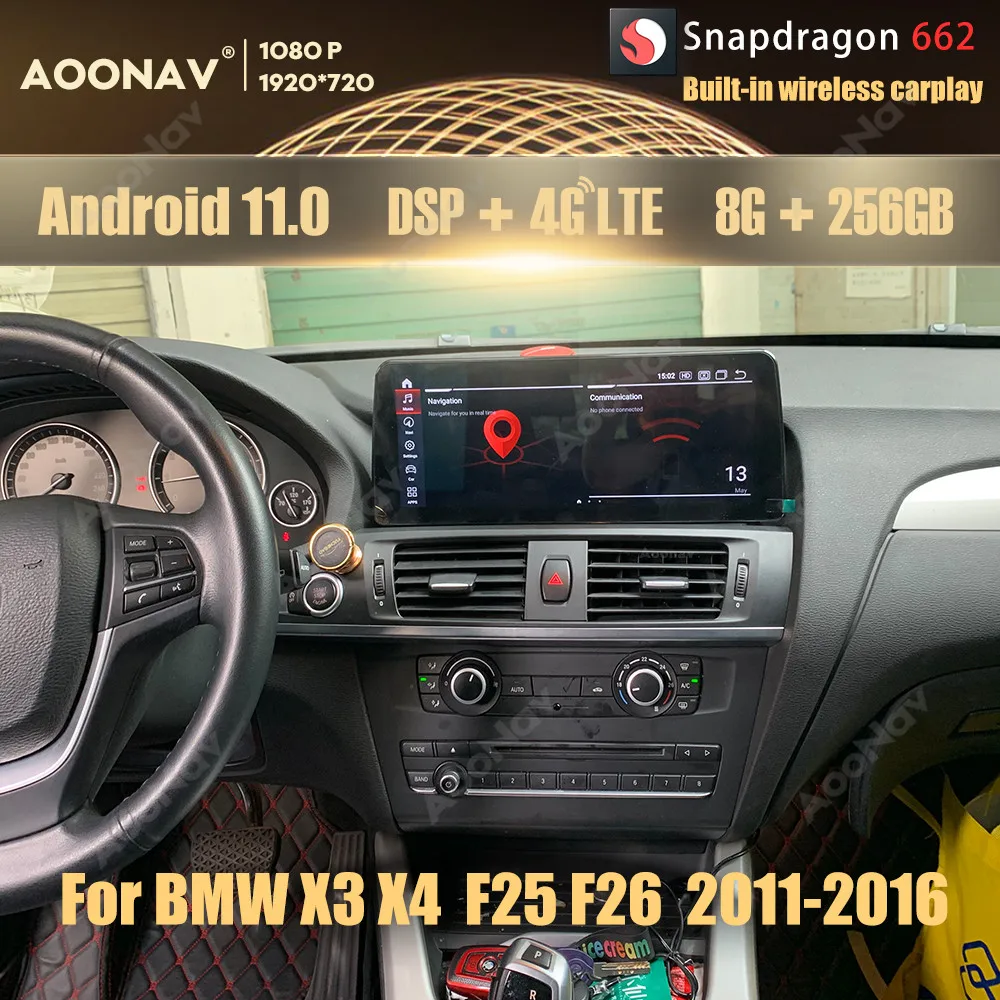 

256 ГБ Snapdragon 662 Android 11,0 автомобильное радио для BMW X3 X4 F25 F26 2011-2016 мультимедийный плеер автомобильное Стерео Авторадио