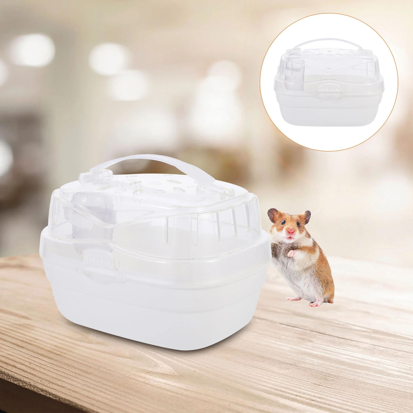 

Small Plastic Container Hamster Out Cage Portable Pet Carrier Safety Pets Outdoor Travel