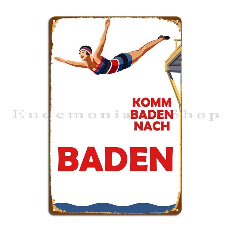 Приходите в Баден металлический знак бар пещера фотопечатная стена паб жестяной