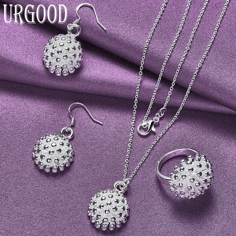 

925 Sterling Silver High Quality Classic Flowers Set For Women Birthday Party Engagement Wedding Gifts