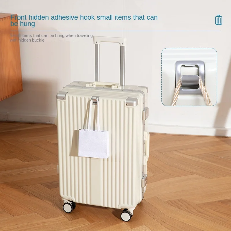 New Multi-Functional Aluminum Frame Suitcase Band USB Cup Holder Trolley Case Female Boarding Travel Luggage Free Shipping