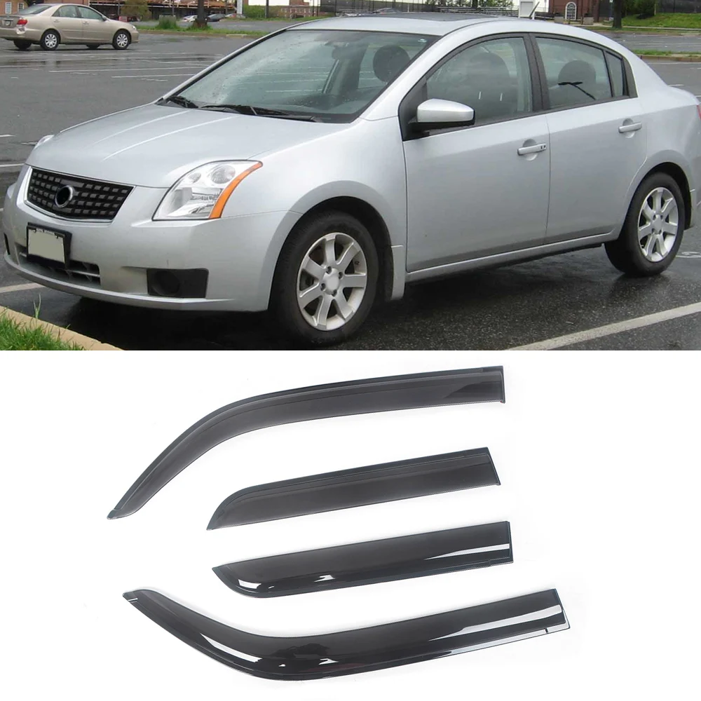 

For Nissan Sentra 1991-2012 Auto Side Window Wind Deflectors Visors Black Rain Guard Door Visor Vent Shades Dark Smoke Ventvisor