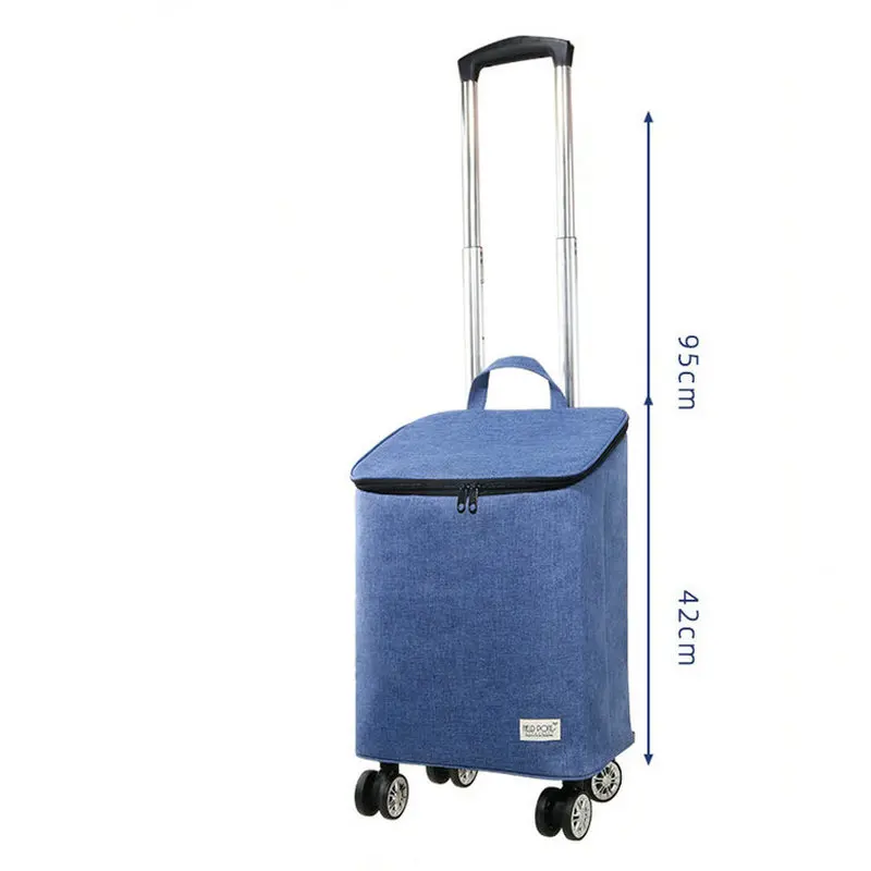 Aluminum Alloy Portable Folding Fresh-Keeping Grocery Shopping Cart, Household Lightweight Luggage Trolley