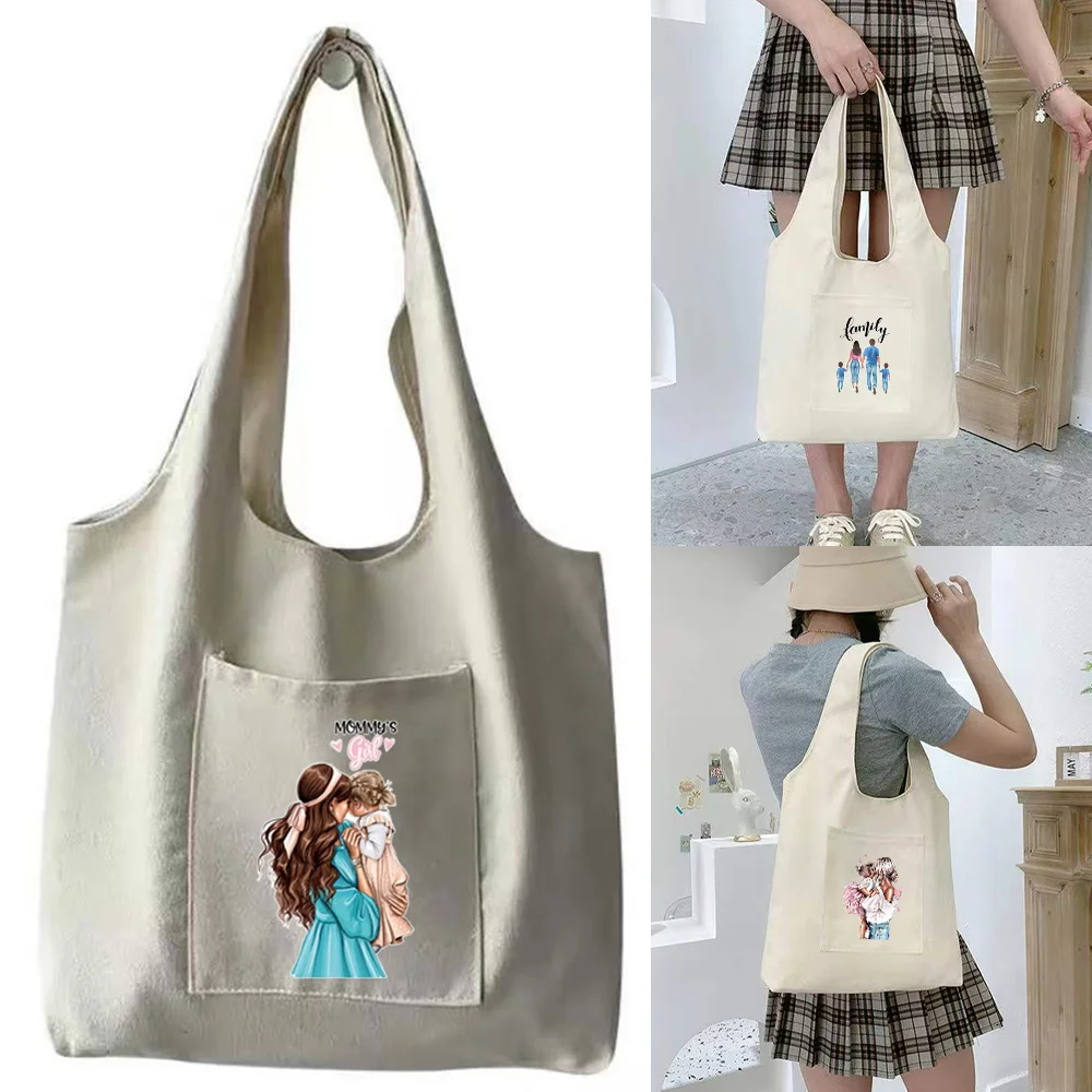 

Холщовая Сумка с жилетом для женщин, модная сумка с карманами, новинка 2022, дорожные сумки большой вместимости с принтом для хранения мелочей...