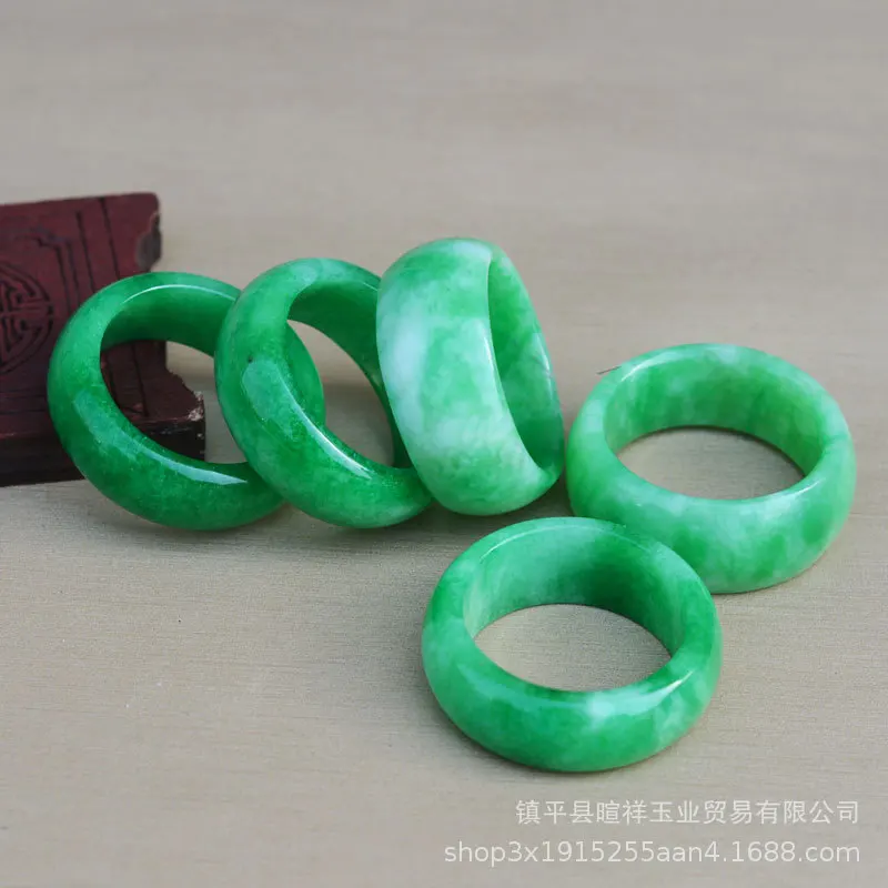 

Natural Green Jade Ring Men Women Fine Jewelry Genuine Emerald Myanmar Jadeite Rings Lucky Amulet For Girlfriend Mom Gifts