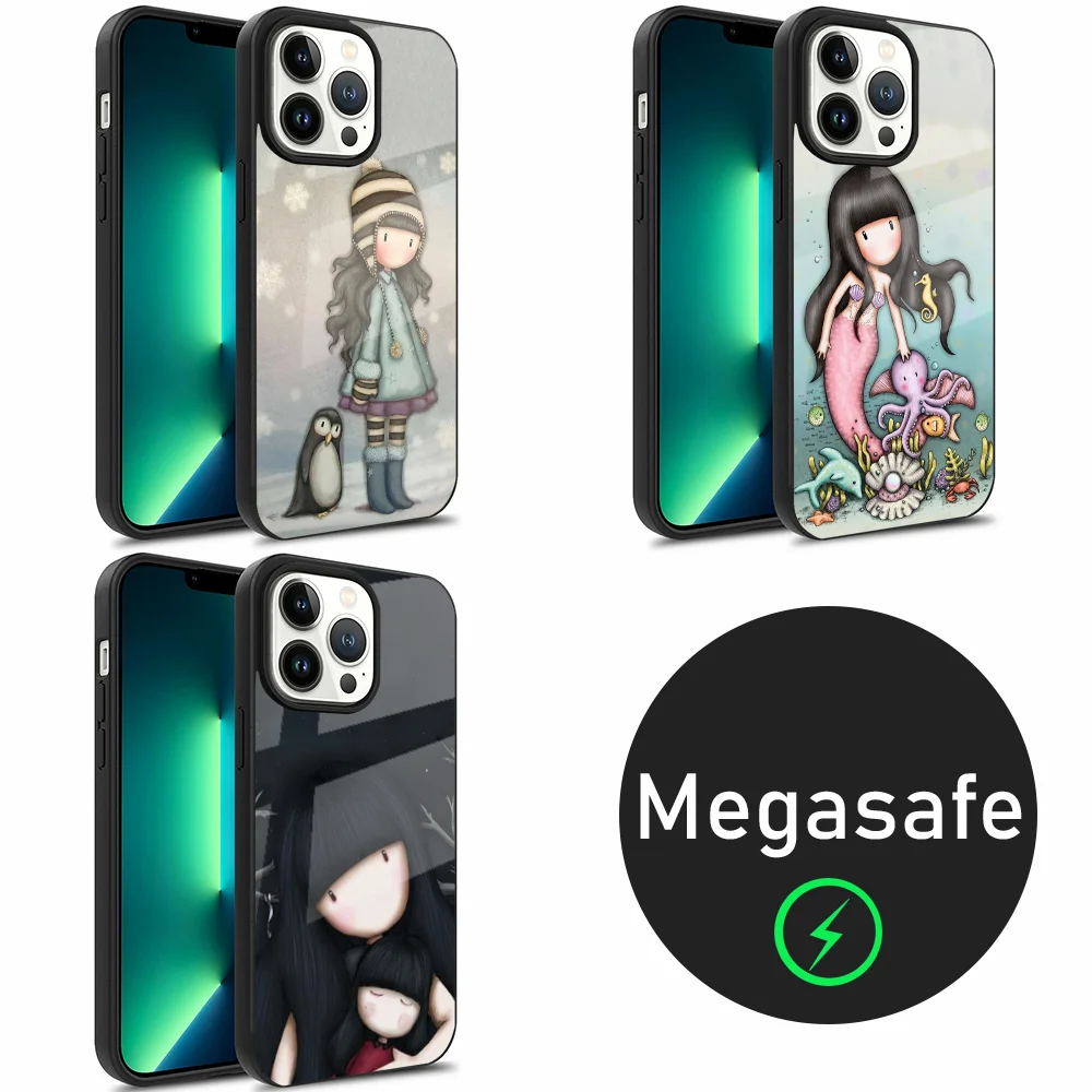 S-Santoro G-Gorjuss Art Phone Case For iPhone 16 15 14 13 12 11 Plus Pro Max Mini Magsafe Magnetic Wireless Charging