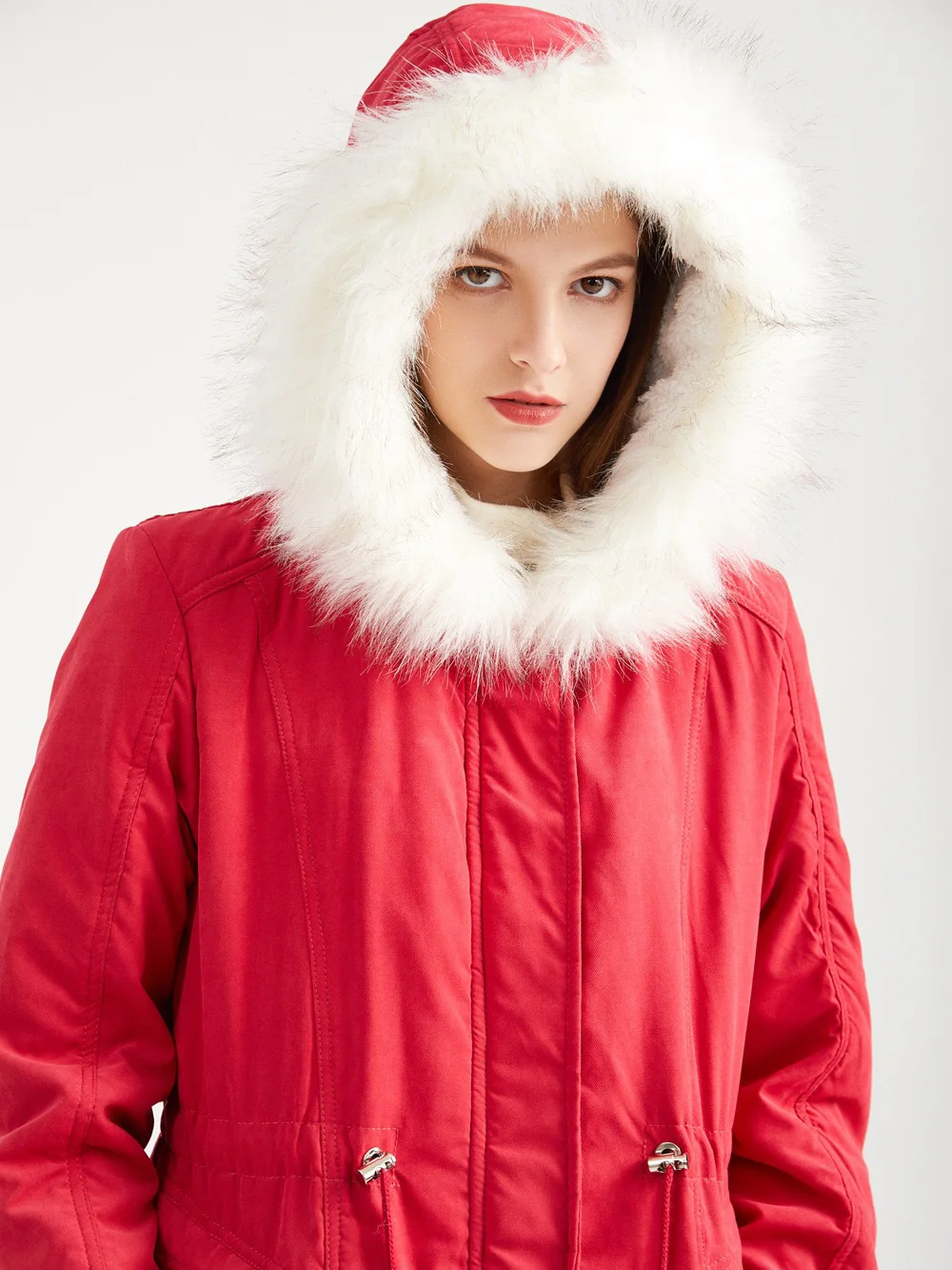 

Women's Fashion 2022 New Winter Hooded Collar Solid Color Long Sleeve Zipper Fleece Warm Chic Jacket