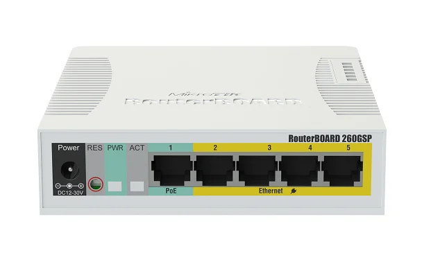 MikroTik RB260GSP 5 Gigabit Ethernet Ports and One SFP Cage POE Switch