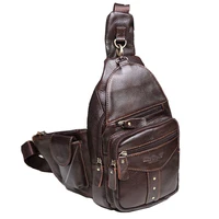 men leather cowhide retro famous brand high quality travel messenger shoulder sling day pack chest bag new 2019