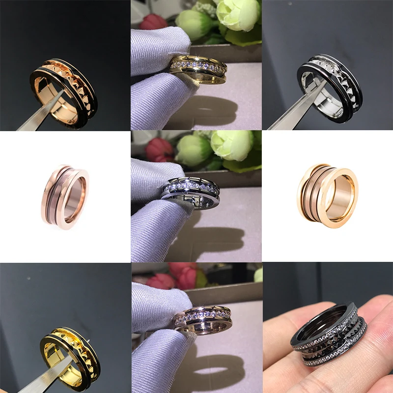 

925 Sterling Silver BV Couple Ring Fashion Personality Luxury Jewelry Ceramic Zircon Ring Holiday gift Free shipping