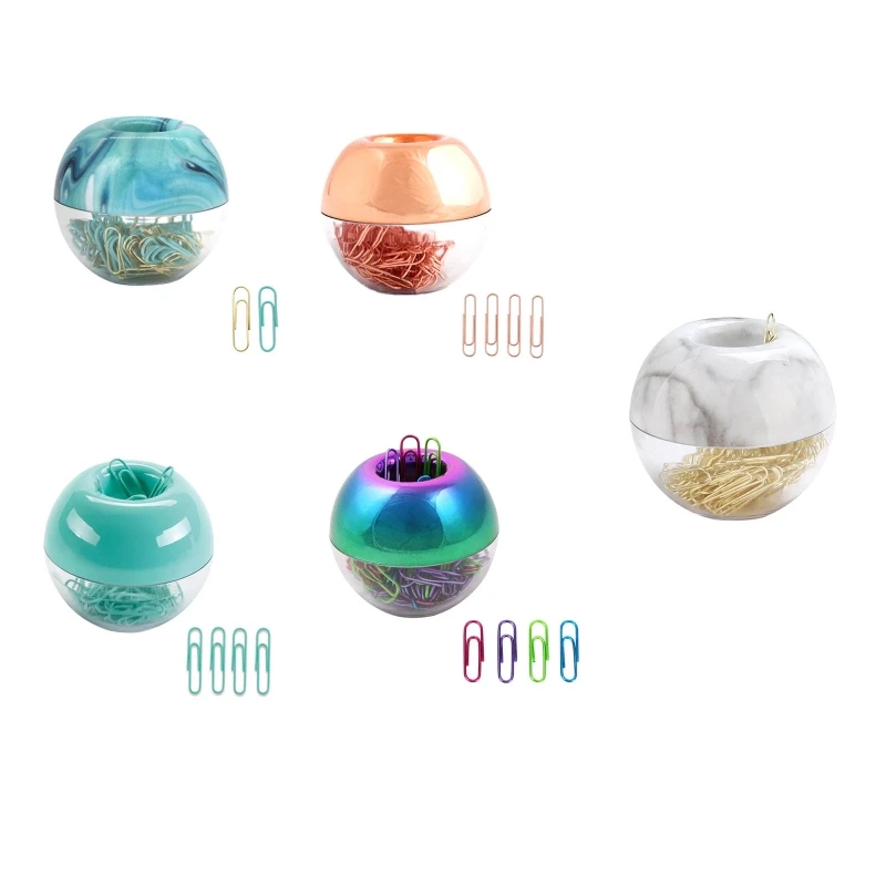 

Round Paper Clips Holder Container with Magnetic Lid Modern Desktop Organizer for Kids Adults Office Workers Xmas Gift