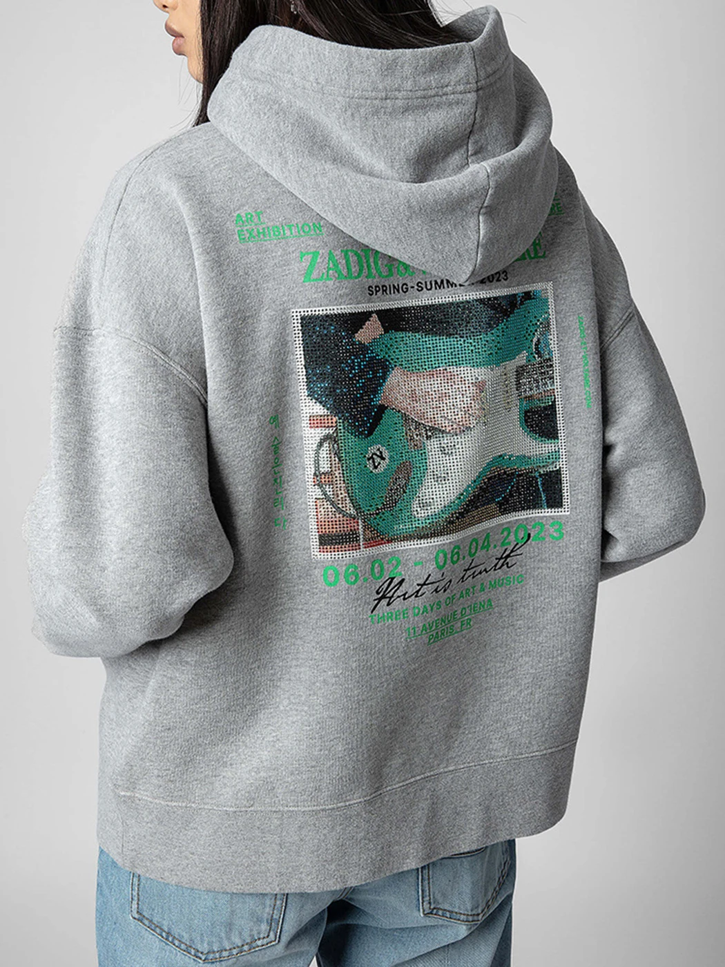 

Толстовка Женская со стразами, на весну-осень, 2023